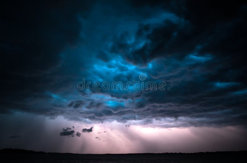 Dramatic thunderstorm. stock photography