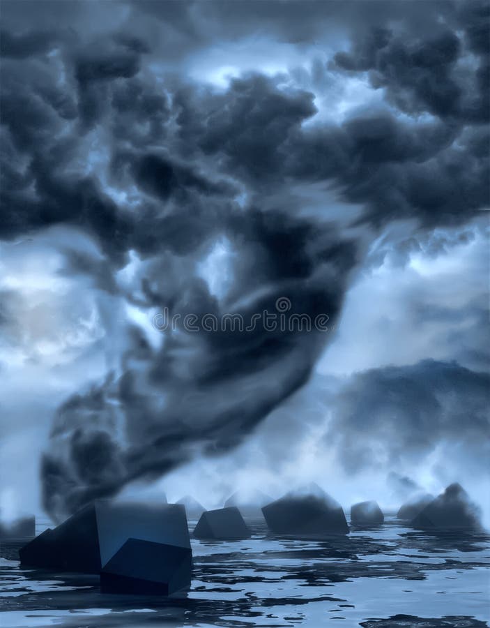 Dramatic tornado. Sky with storm clouds royalty free stock photo
