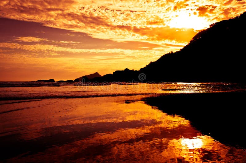 Dramatic Tropical Sunset in the Beach