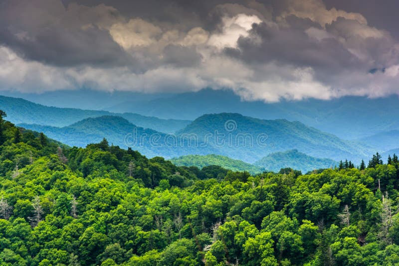 Dramatic view of the Appalachian Mountains from Newfound Gap Road, at Great Smoky Mountains National Park, Tennessee. royalty free stock image Dramatic view of the Appalachian Mountains from Newfound Gap Road, at Great Smoky Mountains National Park, Tennessee. royalty free stock image