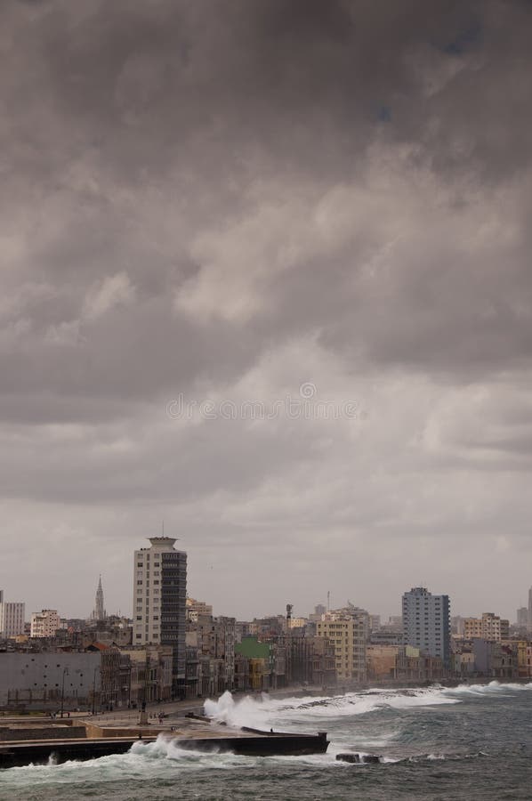Dramatic Weather at Cuban Malecon, Havana, Cuba Stock Image Image of