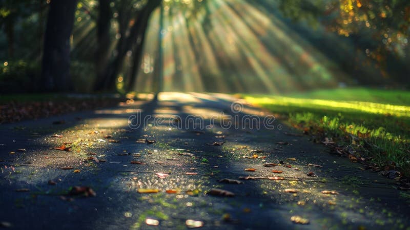 Dramatische Schatten, die von der Morgensonne geworfen werden, während sie versucht, den Nebel zu durchbrechen stockfoto