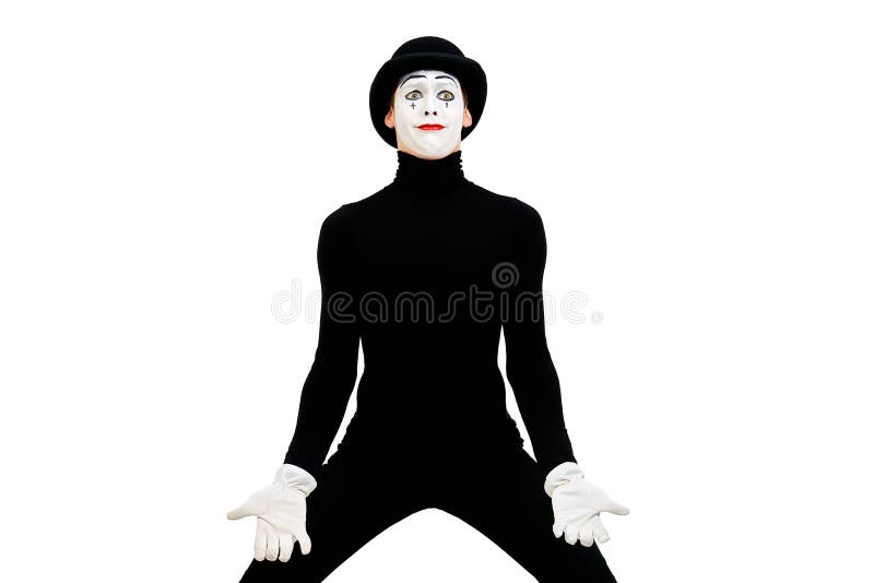 Portrait of a male mime artist. Isolated over white. Portrait of a male mime artist. Isolated over white.