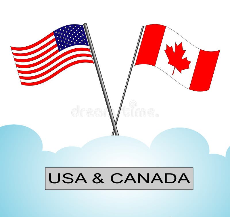 Drapeau américain croisé avec le drapeau canadien illustration libre de droits Drapeau américain croisé avec le drapeau canadien illustration libre de droits