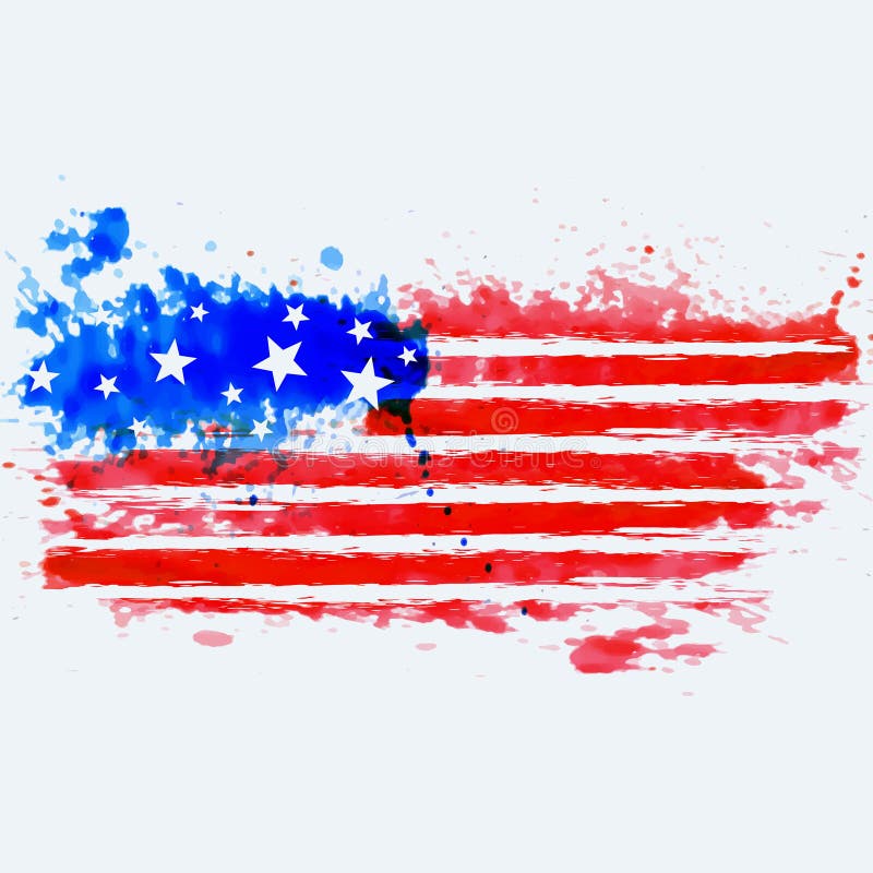 Drapeau américain fait avec l'aquarelle illustration de vecteur Drapeau américain fait avec l'aquarelle illustration de vecteur
