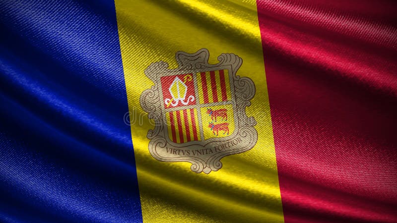 Drapeau andorra avec une texture d'onde soyeuse réaliste photos stock