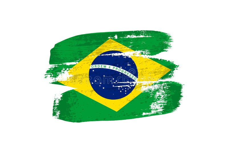 Brazilian flag painted with brush strokes. Vector grunge flag of Brazil isolated on white background. Brazilian flag painted with brush strokes. Vector grunge flag of Brazil isolated on white background