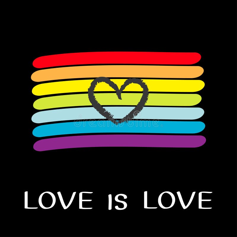 Drapeau D Arc En Ciel Symbole Gai De Lgbt L Amour Est Citation Des Textes D Amour Forme De Coeur Signe D Amour Ligne Coloree Ense Illustration De Vecteur Illustration Du Homosexualite Amour