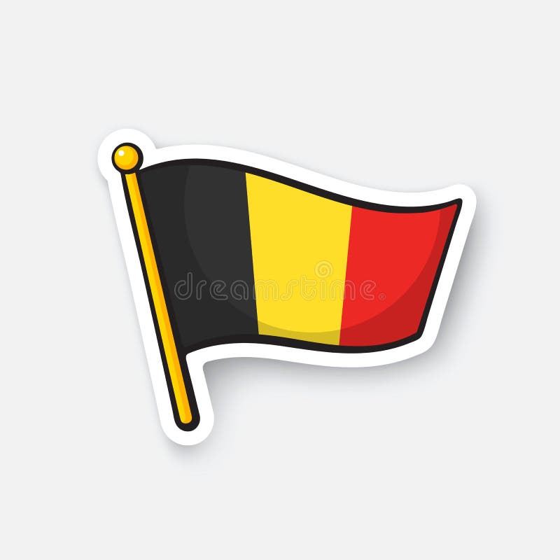 Drapeau d'autocollant de la Belgique sur la hampe de drapeaux illustration stock Drapeau d'autocollant de la Belgique sur la hampe de drapeaux illustration stock