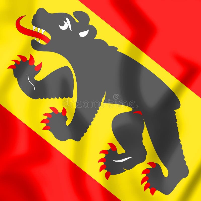 Drapeau De Table Suisse Canton Berne Bern Flammé, Mini Drapeau - 10 X