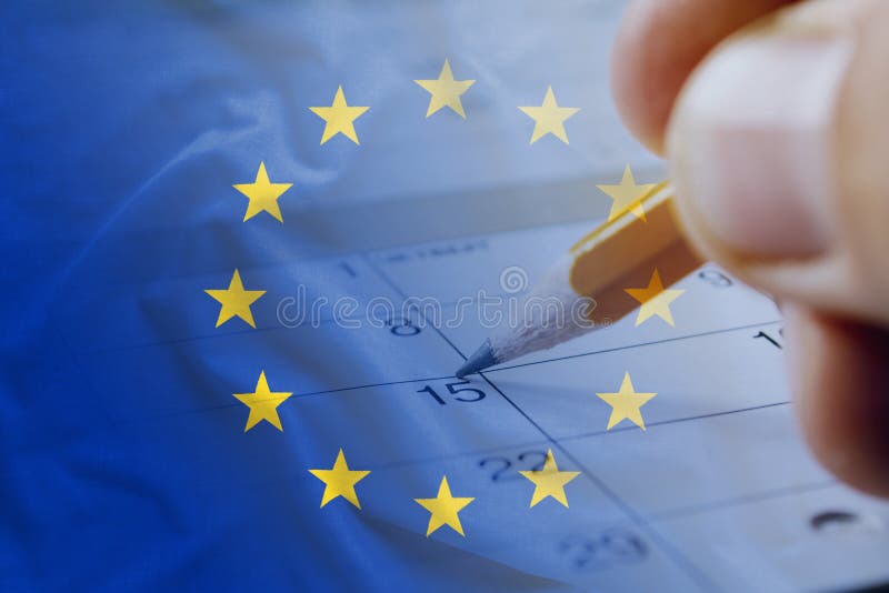 Drapeau d'Union européenne et date civile 15ème photo stock Drapeau d'Union européenne et date civile 15ème photo stock