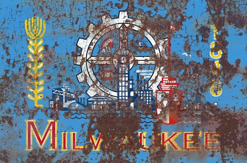 Drapeau de fumée de ville de Milwaukee, état du Wisconsin, Etats-Unis d'Ame photographie stock libre de droits Drapeau de fumée de ville de Milwaukee, état du Wisconsin, Etats-Unis d'Ame photographie stock libre de droits