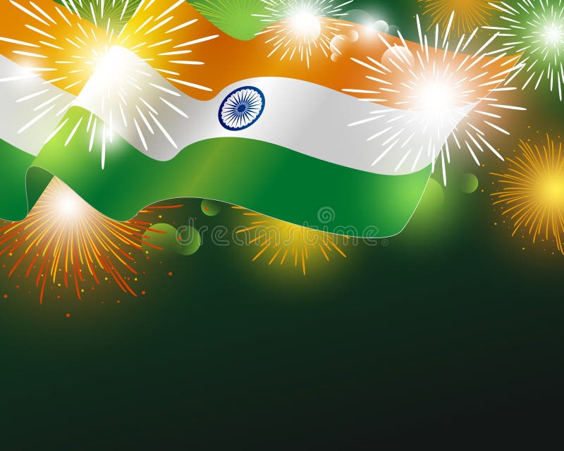 Drapeau de l'Inde avec l'illustration de vecteur de fond de feux d'artifice illustration libre de droits Drapeau de l'Inde avec l'illustration de vecteur de fond de feux d'artifice illustration libre de droits