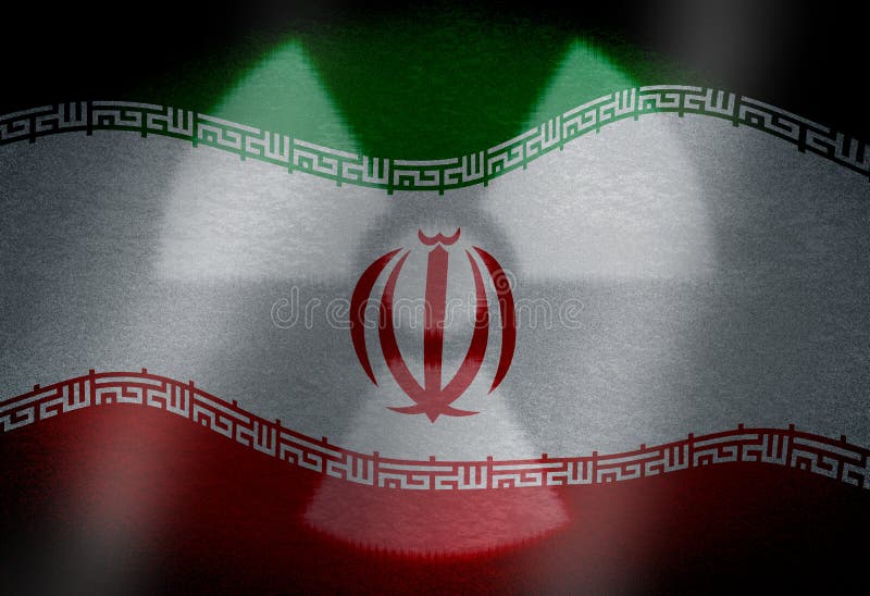 Drapeau de l'Iran avec le symbole nucléaire illustration de vecteur Drapeau de l'Iran avec le symbole nucléaire illustration de vecteur