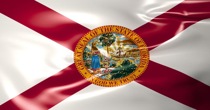 Drapeau de la Floride Les Etats-Unis d'Amérique illustration 3D illustration stock Drapeau de la Floride Les Etats-Unis d'Amérique illustration 3D illustration stock
