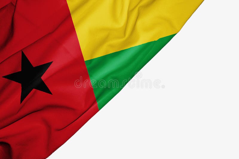 Drapeau de la Guin?e-Bissau de tissu avec le copyspace pour votre texte sur le fond blanc illustration libre de droits Drapeau de la Guin?e-Bissau de tissu avec le copyspace pour votre texte sur le fond blanc illustration libre de droits