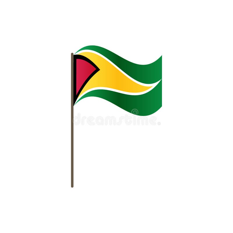 Drapeau de la Guyane sur le mât de drapeau Couleurs et proportion officielles correctement Ondulation du drapeau de la Guyane sur illustration libre de droits Drapeau de la Guyane sur le mât de drapeau Couleurs et proportion officielles correctement Ondulation du drapeau de la Guyane sur illustration libre de droits
