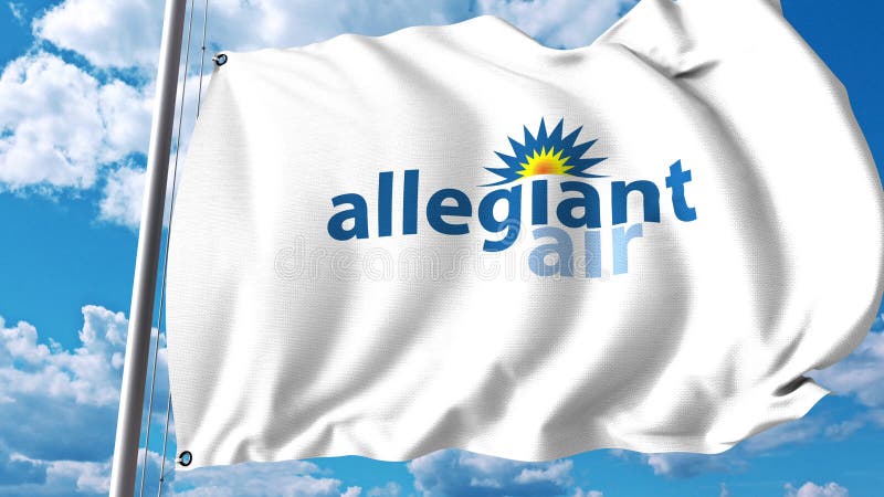 Drapeau de ondulation avec le logo Allegiant d'air agrafe de l'éditorial 4K