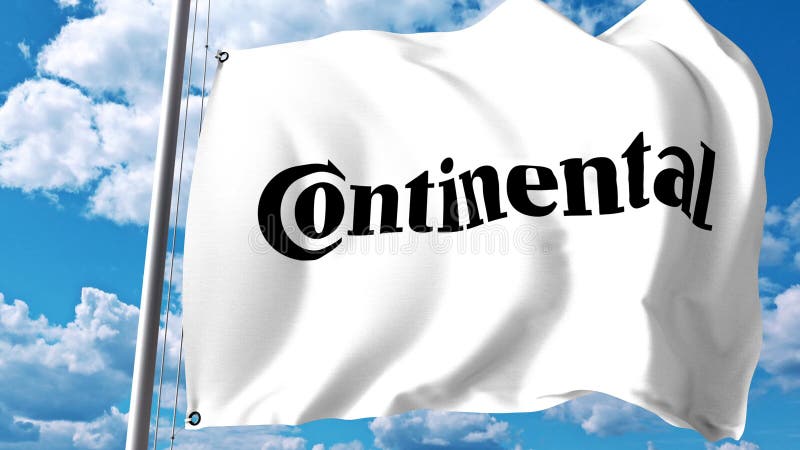 Drapeau de ondulation avec le logo continental d'AG contre les nuages et le ciel Rendu 3D éditorial illustration libre de droits Drapeau de ondulation avec le logo continental d'AG contre les nuages et le ciel Rendu 3D éditorial illustration libre de droits