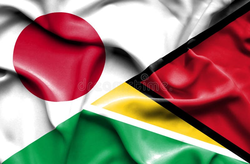 Drapeau de ondulation de la Guyane et du Japon illustration libre de droits