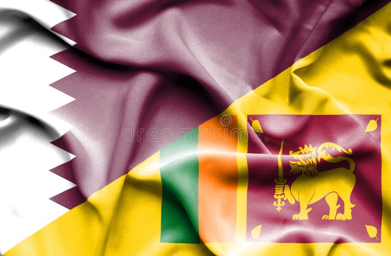 Drapeau de ondulation de Sri Lanka et du Qatar illustration libre de droits Drapeau de ondulation de Sri Lanka et du Qatar illustration libre de droits