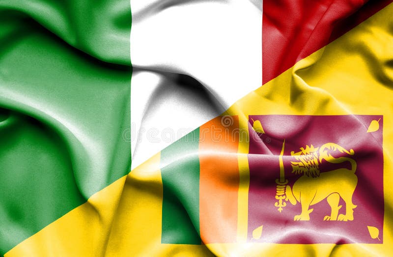 Drapeau de ondulation de Sri Lanka et de l'Italie illustration stock Drapeau de ondulation de Sri Lanka et de l'Italie illustration stock