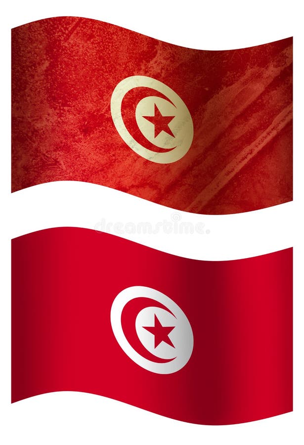 Drapeau de pays de la Tunisie 3D, deux styles illustration stock Drapeau de pays de la Tunisie 3D, deux styles illustration stock