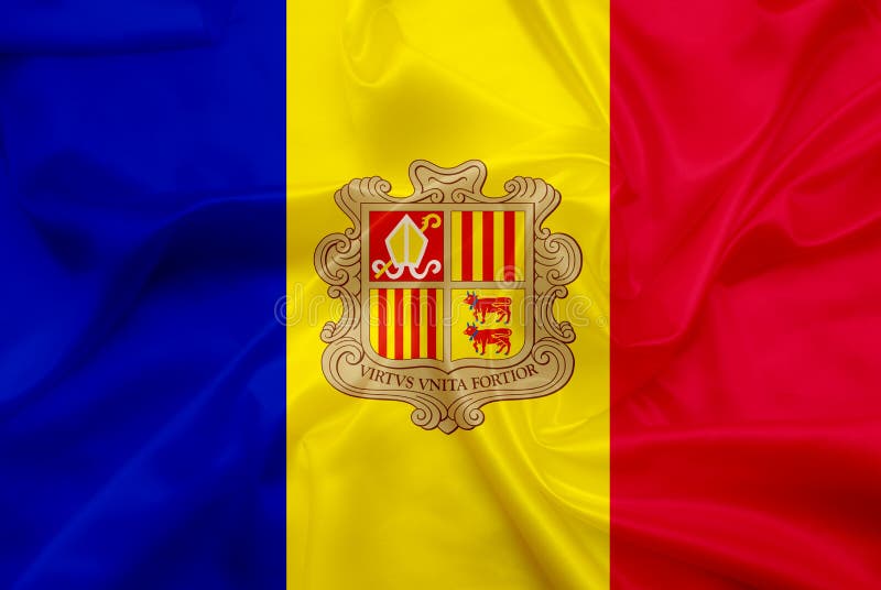 Drapeau de soie d'Andorre photos stock