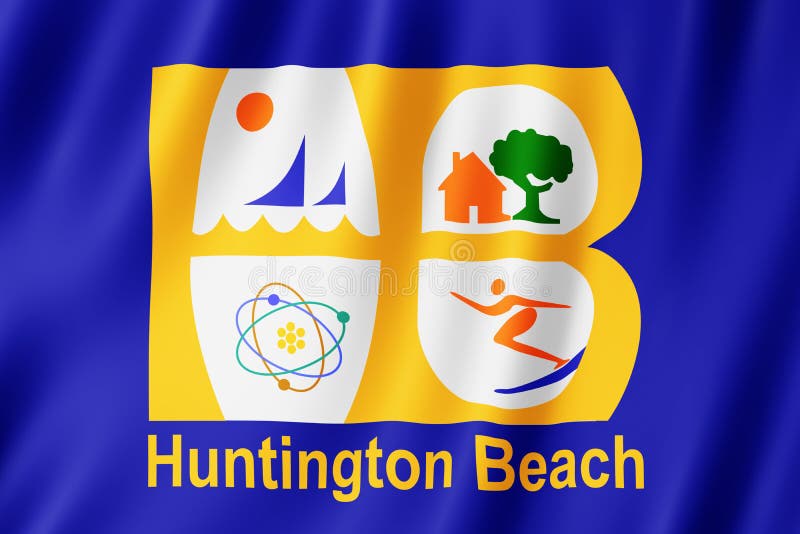 Drapeau de ville de Huntington Beach, la Californie USA illustration libre de droits Drapeau de ville de Huntington Beach, la Californie USA illustration libre de droits