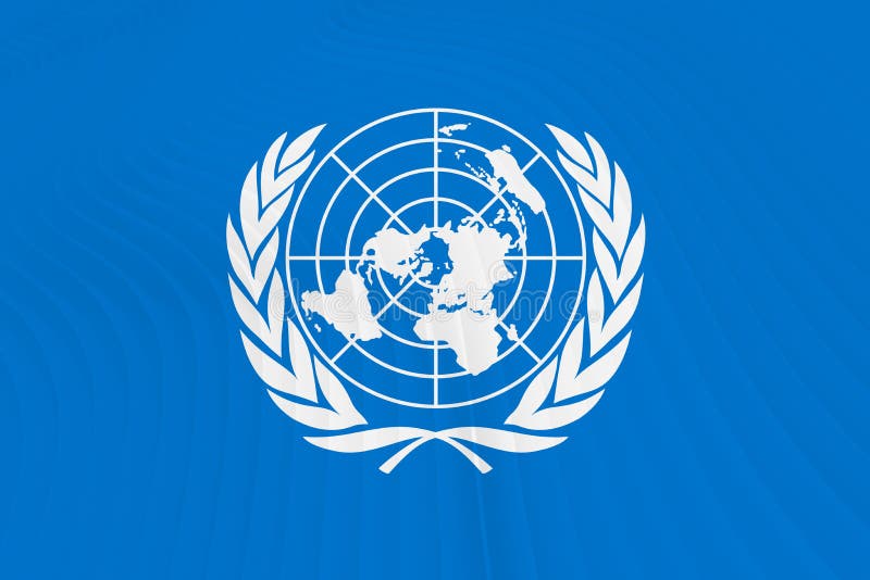Drapeau des Nations Unies sur des vagues illustration stock Drapeau des Nations Unies sur des vagues illustration stock