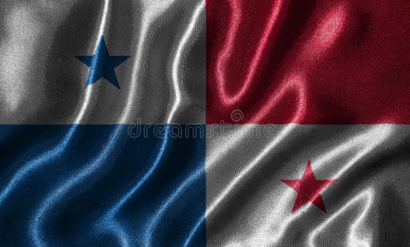 Drapeau du Panama et drapeau de ondulation par le tissu photographie stock Drapeau du Panama et drapeau de ondulation par le tissu photographie stock