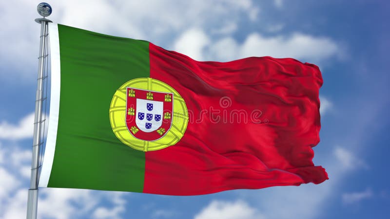 Drapeau du Portugal dans un ciel bleu