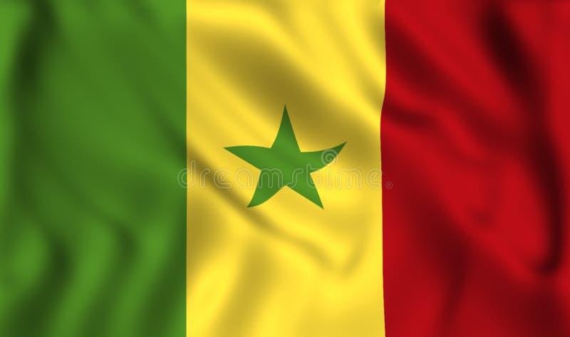Drapeau du Sénégal ondulant dans le symbole de vent du pays du Sénégal illustration stock Drapeau du Sénégal ondulant dans le symbole de vent du pays du Sénégal illustration stock