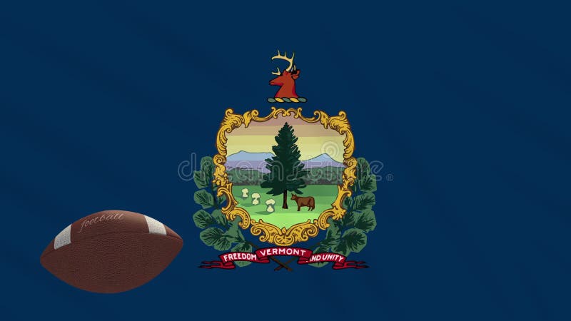 Drapeau du Vermont et ballon de football américain pivote, boucle