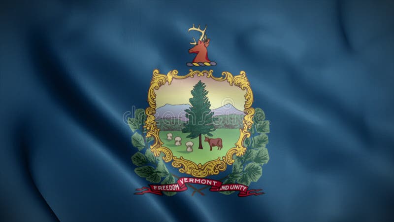 Drapeau du vermont fond agitant réaliste dans la vidéo 4k du vent pour l'indépendance jour ou l'hymne boucle parfaite