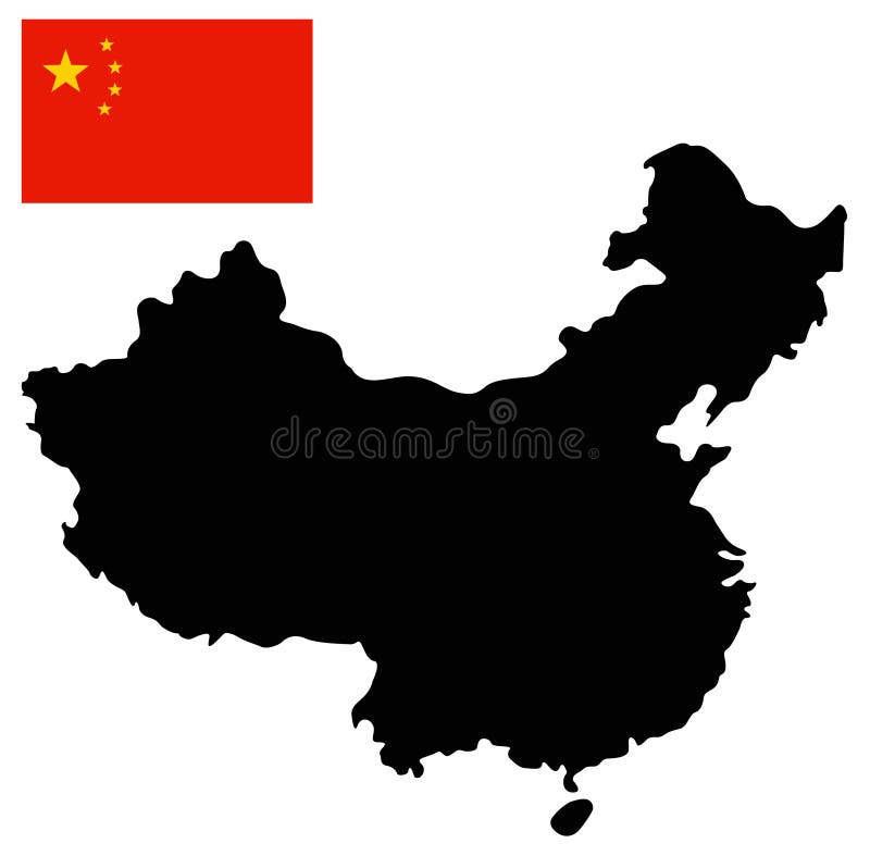 Drapeau Et Carte De La Chine La République Populaire De