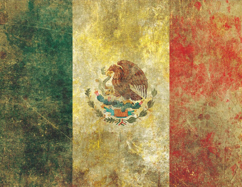Drapeau mexicain endommagé et fané de vieux style grunge illustration stock Drapeau mexicain endommagé et fané de vieux style grunge illustration stock
