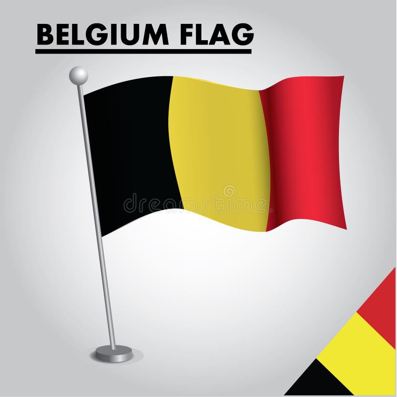 Drapeau national de drapeau de la BELGIQUE de la BELGIQUE sur un poteau illustration stock Drapeau national de drapeau de la BELGIQUE de la BELGIQUE sur un poteau illustration stock