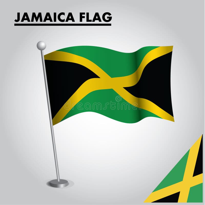 Drapeau national de drapeau de la JAMAÏQUE de la JAMAÏQUE sur un poteau illustration libre de droits Drapeau national de drapeau de la JAMAÏQUE de la JAMAÏQUE sur un poteau illustration libre de droits