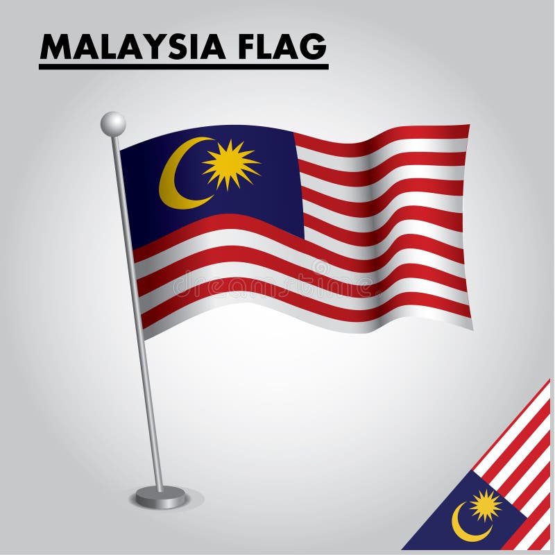 Drapeau national de drapeau de la MALAISIE de la MALAISIE sur un poteau illustration de vecteur Drapeau national de drapeau de la MALAISIE de la MALAISIE sur un poteau illustration de vecteur