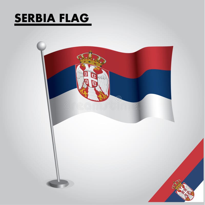 Drapeau national de drapeau de la SERBIE de la SERBIE sur un poteau illustration de vecteur Drapeau national de drapeau de la SERBIE de la SERBIE sur un poteau illustration de vecteur