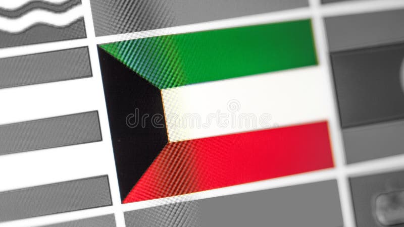 Drapeau national du Kowéit de pays Drapeau du Kowéit sur l'affichage, un effet de moire numérique photo libre de droits Drapeau national du Kowéit de pays Drapeau du Kowéit sur l'affichage, un effet de moire numérique photo libre de droits
