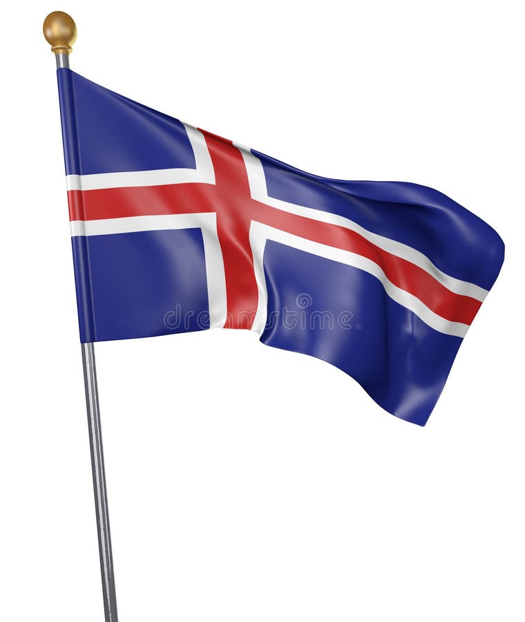 Drapeau national pour le pays de l'Islande sur le fond blanc illustration stock Drapeau national pour le pays de l'Islande sur le fond blanc illustration stock