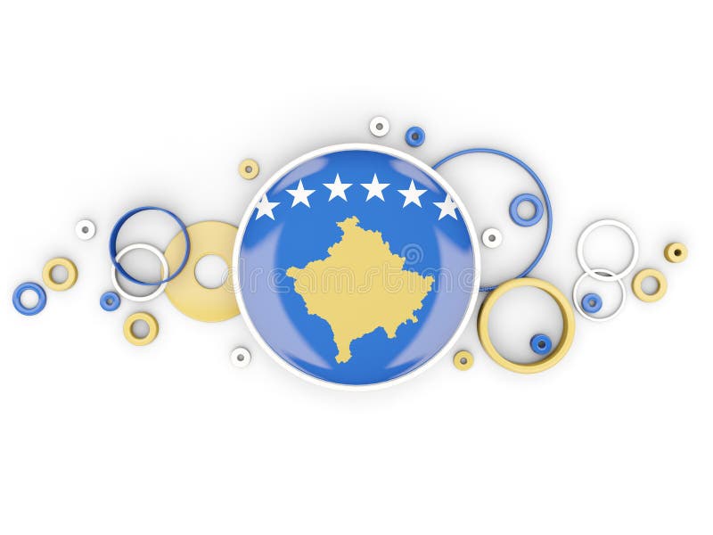 Drapeau rond du Kosovo avec le modèle de cercles illustration libre de droits Drapeau rond du Kosovo avec le modèle de cercles illustration libre de droits
