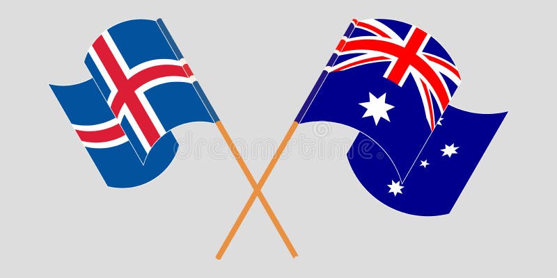 Drapeaux croisés et des ondulations de l'Islande et de l'australie illustration stock