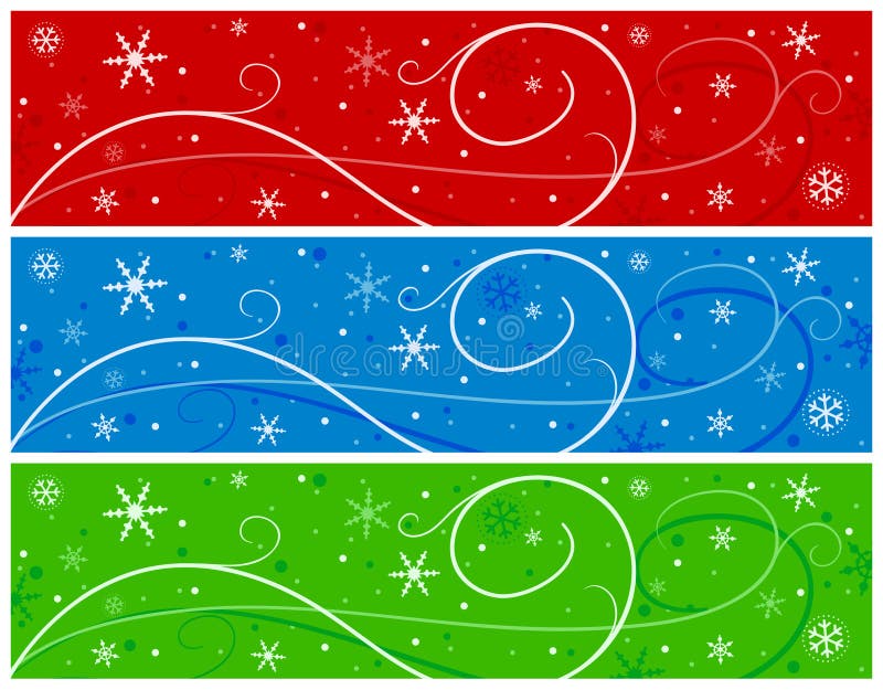 Drapeaux de Noël avec des flocons de neige illustration de vecteur Drapeaux de Noël avec des flocons de neige illustration de vecteur