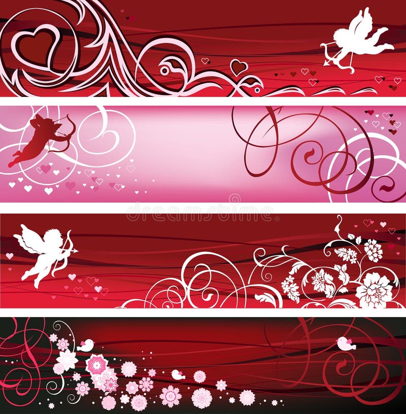 Drapeaux de Valentine. illustration libre de droits Drapeaux de Valentine. illustration libre de droits