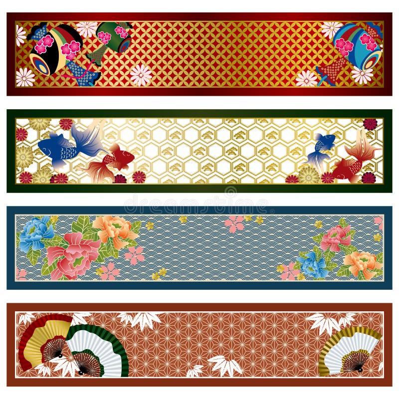Drapeaux traditionnels japonais illustration de vecteur Drapeaux traditionnels japonais illustration de vecteur