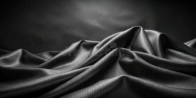 Draped dark fabric showing texture and flowing lines. Generative AI vector illustration