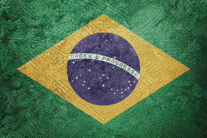 Drapelul Grunge brasil. drapel brazilian cu textură groasă royalty free stock images